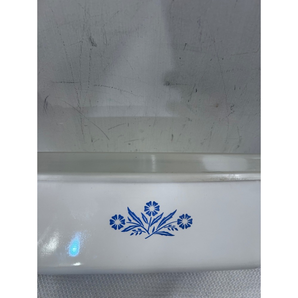 Corning Ware Loaf Pan 2 QT White Blue Cornflower Floral Vintage Bakeware - Picture 2 of 8